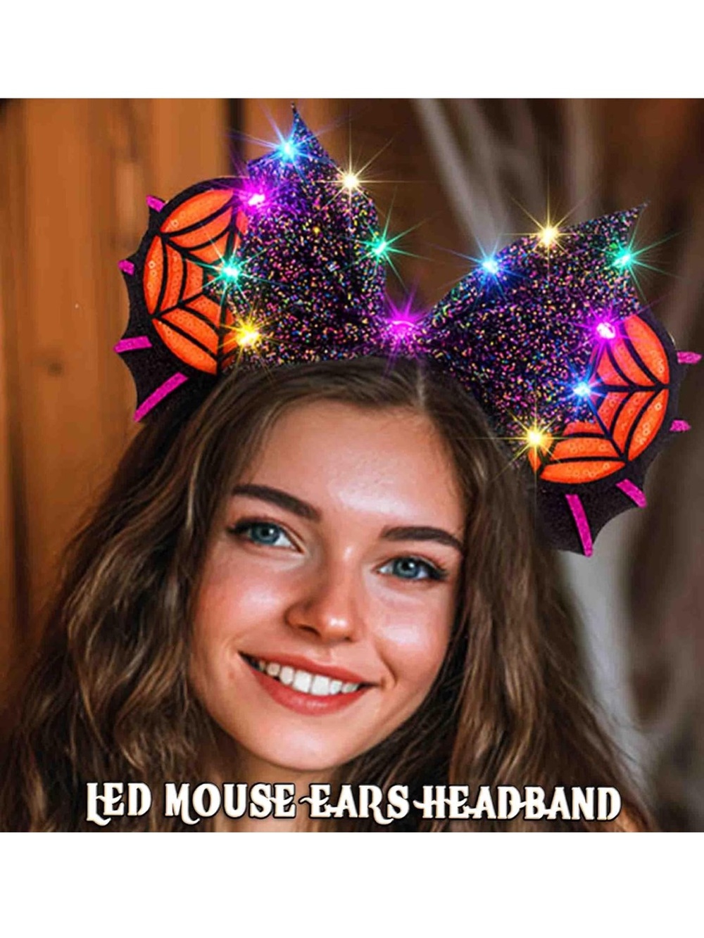 Orange Light Up Mouse Ears Headbands Led - Picture 5 of 8